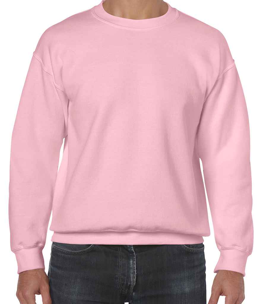 Gildan Heavy Blend Sweatshirt in Light Pink by Gildan — Custom branded clothing by Print Press, featuring premium embroidery produced in our specialist print lab in the UK.