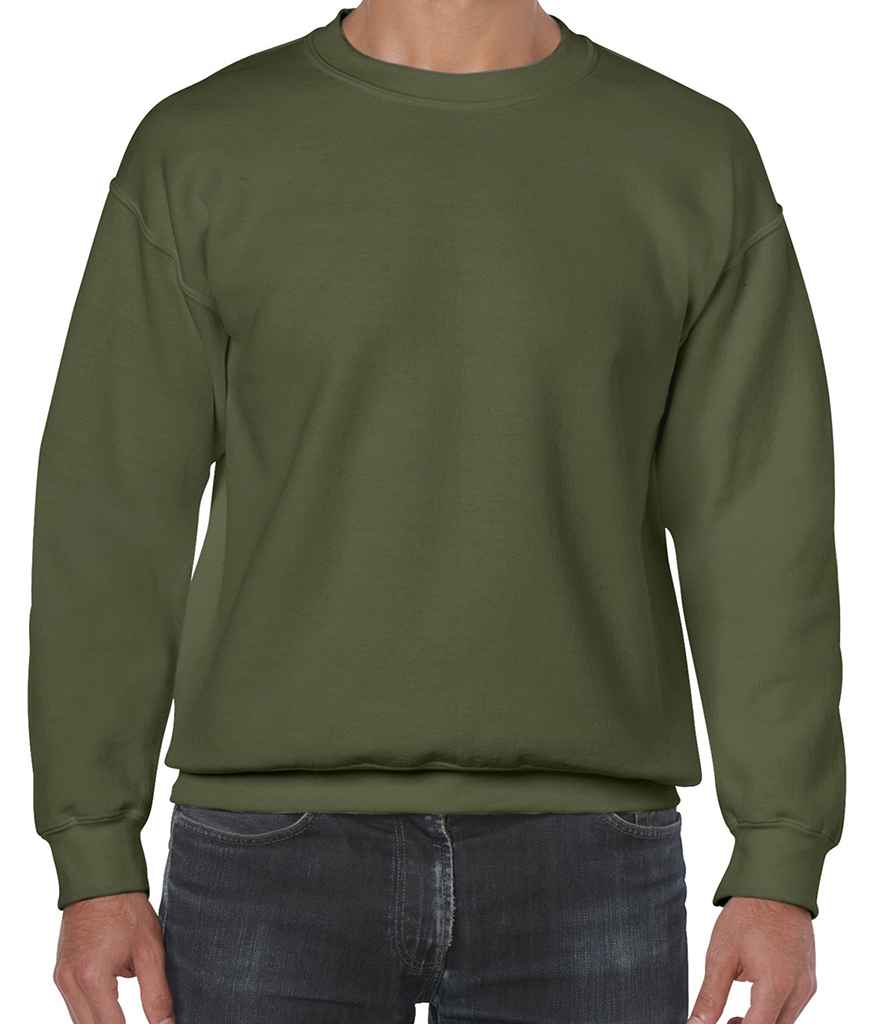 Gildan Heavy Blend Sweatshirt in Military Green by Gildan — Custom branded clothing by Print Press, featuring premium embroidery produced in our specialist print lab in the UK.