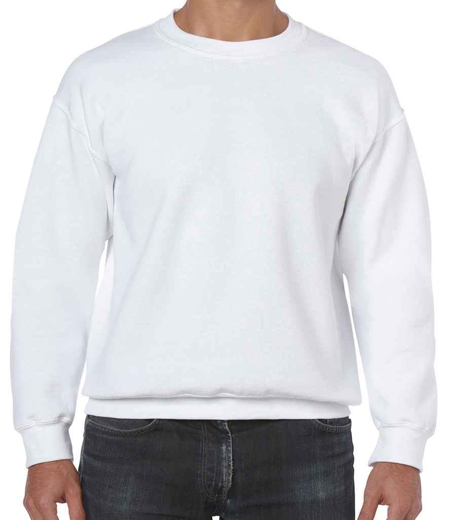 Gildan Heavy Blend Sweatshirt in White by Gildan — Custom branded clothing by Print Press, featuring premium embroidery produced in our specialist print lab in the UK.