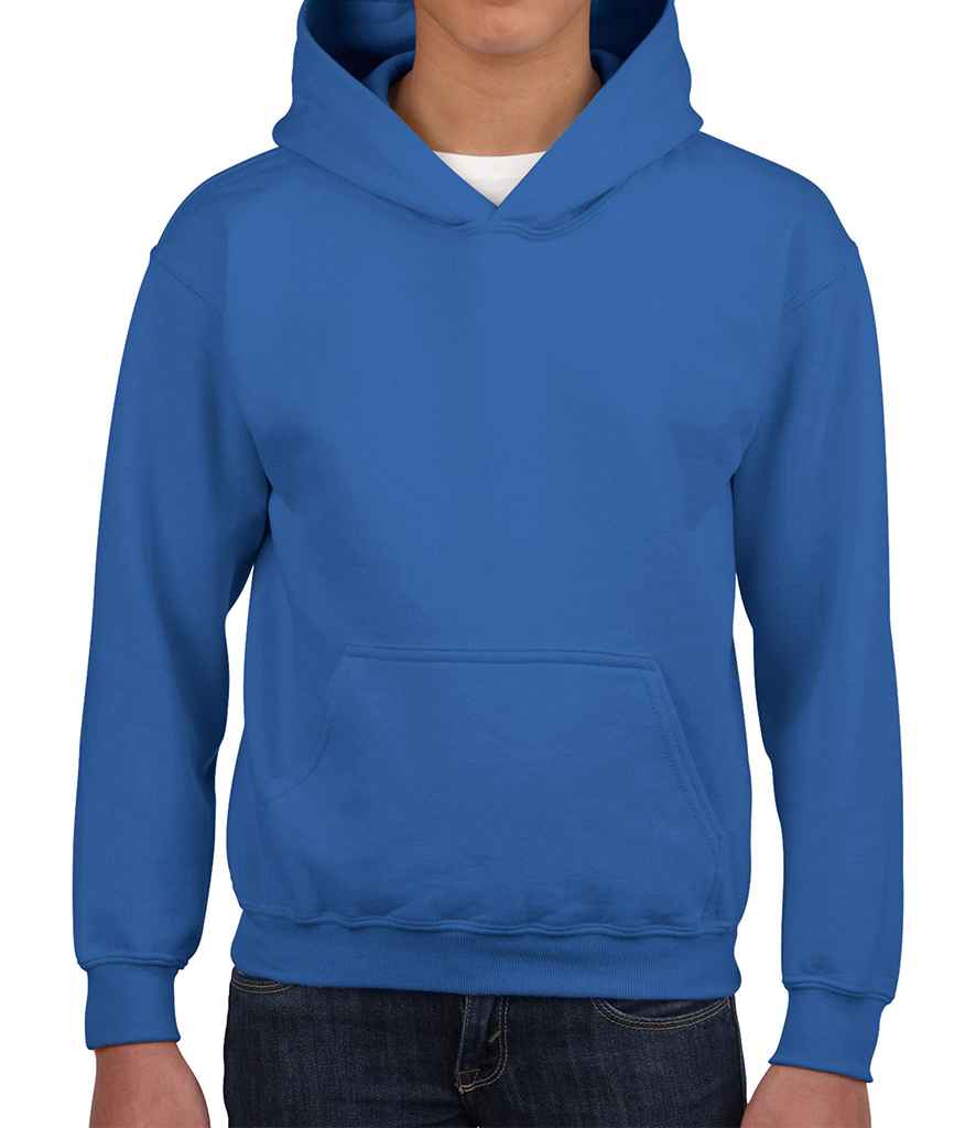 Gildan Kids Heavy Blend Hooded Sweatshirt in by Gildan — Custom branded clothing by Print Press, featuring premium embroidery produced in our specialist print lab in the UK.
