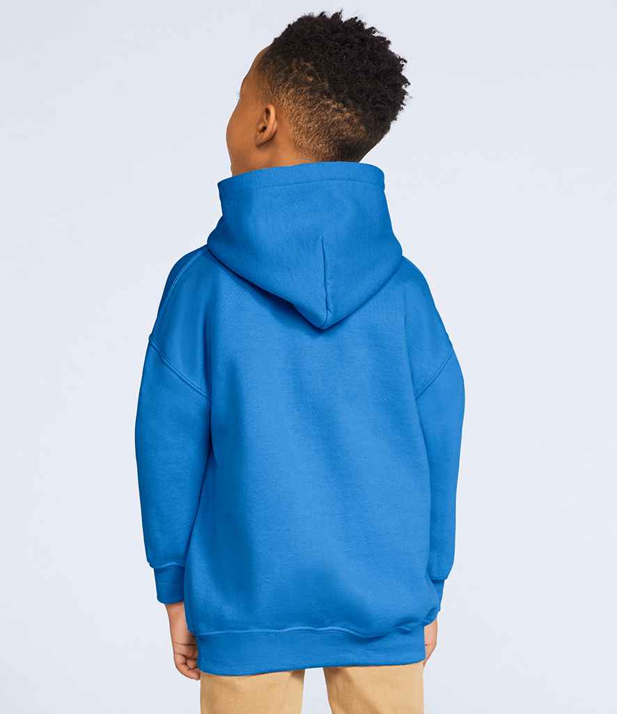 Gildan Kids Heavy Blend Hooded Sweatshirt in by Gildan — Custom branded clothing by Print Press, featuring premium embroidery produced in our specialist print lab in the UK.