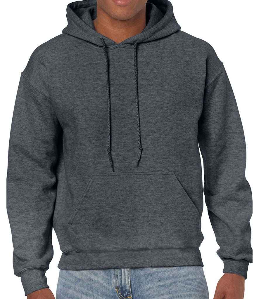 Gildan Heavy Blend Hooded Sweatshirt - (2nd Colours) in Dark Heather by Gildan — Custom branded clothing by Print Press, featuring premium embroidery produced in our specialist print lab in the UK.