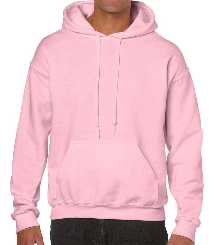 Gildan Heavy Blend Hooded Sweatshirt in Light Pink by Gildan — Custom branded clothing by Print Press, featuring premium embroidery produced in our specialist print lab in the UK.