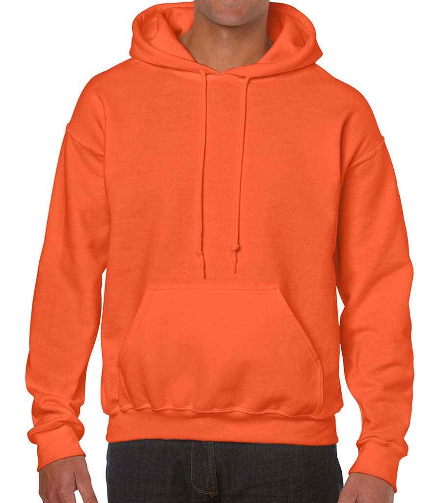 Gildan Heavy Blend Hooded Sweatshirt in Orange by Gildan — Custom branded clothing by Print Press, featuring premium embroidery produced in our specialist print lab in the UK.