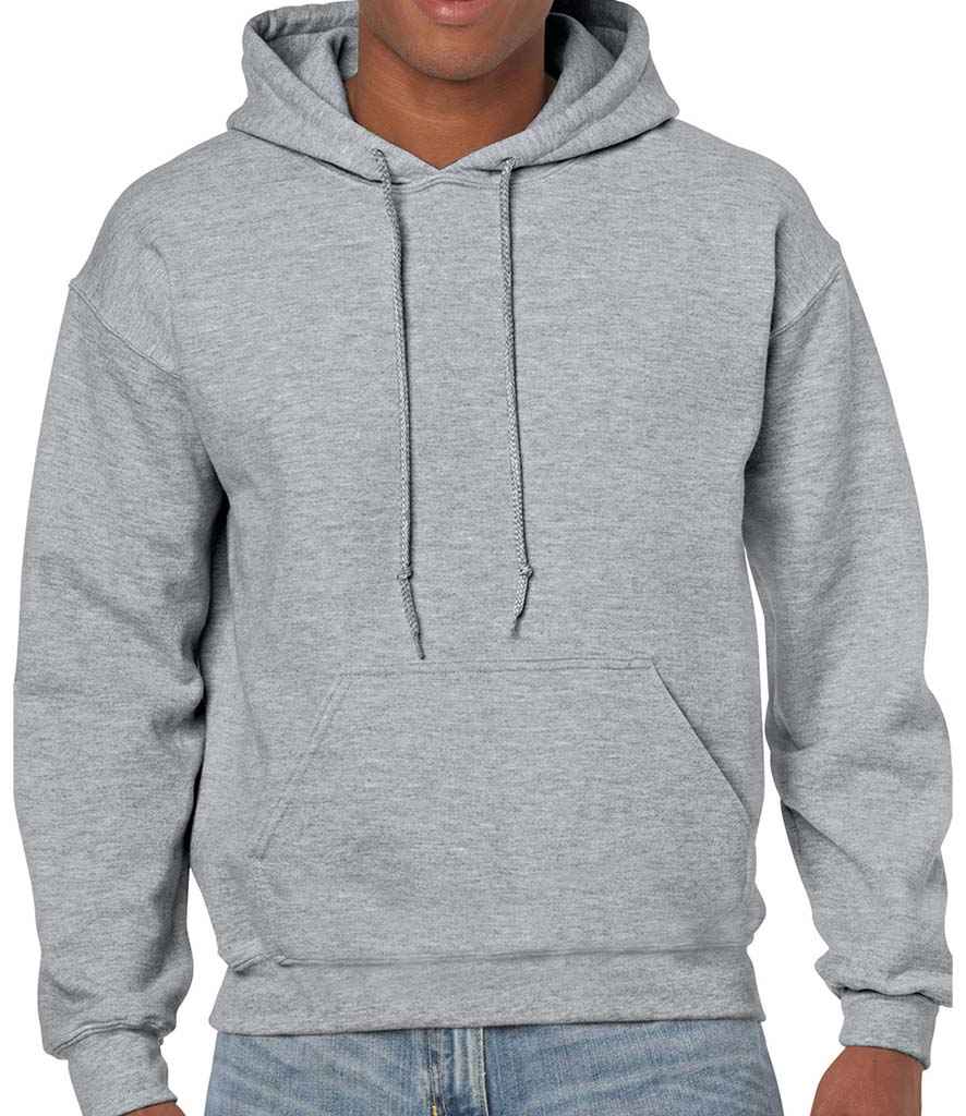 Gildan Heavy Blend Hooded Sweatshirt in Sport Grey by Gildan — Custom branded clothing by Print Press, featuring premium embroidery produced in our specialist print lab in the UK.