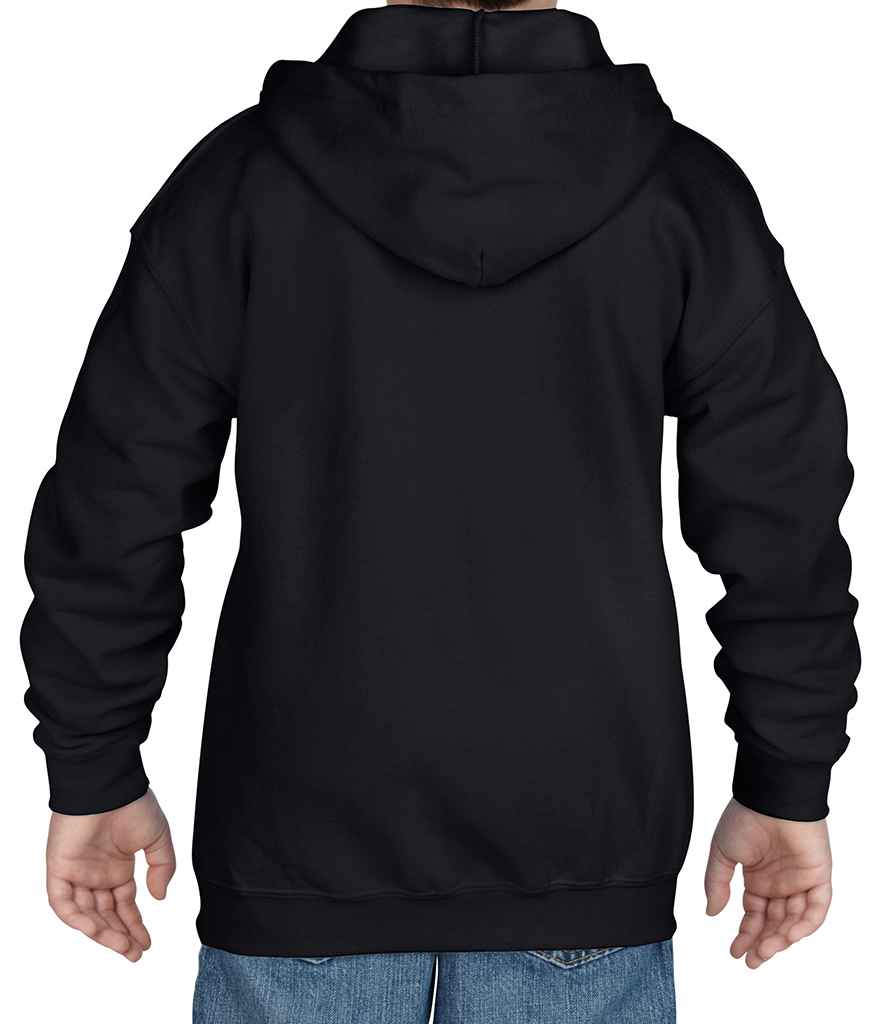 Gildan Kids Heavy Blend Zip Hooded Sweatshirt in by Gildan — Custom branded clothing by Print Press, featuring premium embroidery produced in our specialist print lab in the UK.