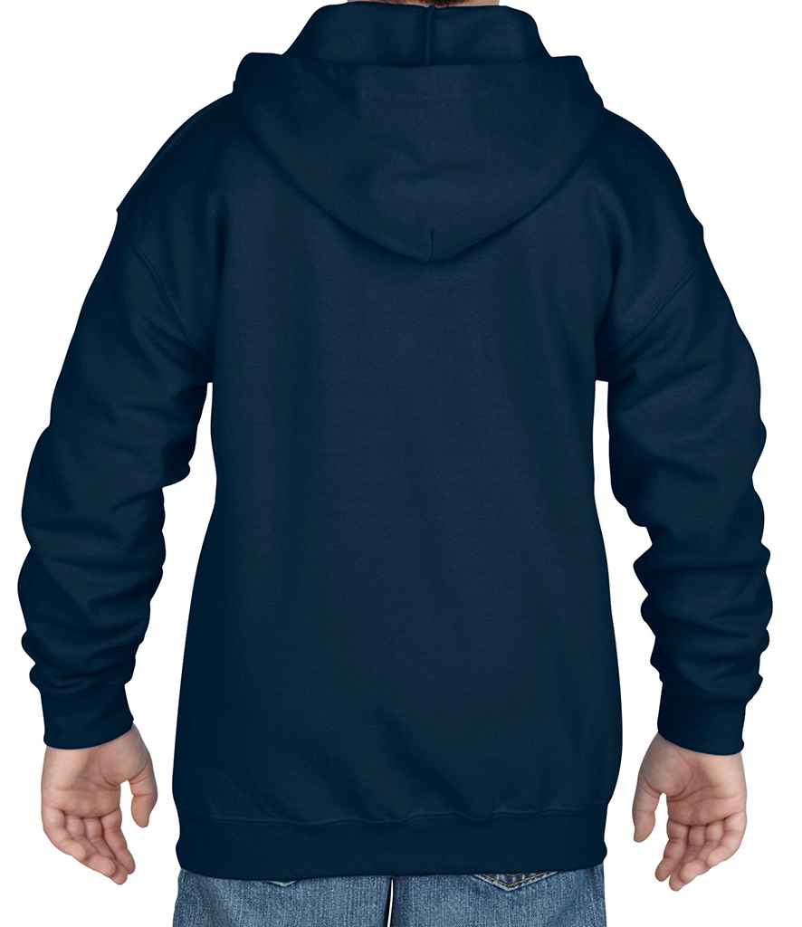 Gildan Kids Heavy Blend Zip Hooded Sweatshirt in by Gildan — Custom branded clothing by Print Press, featuring premium embroidery produced in our specialist print lab in the UK.