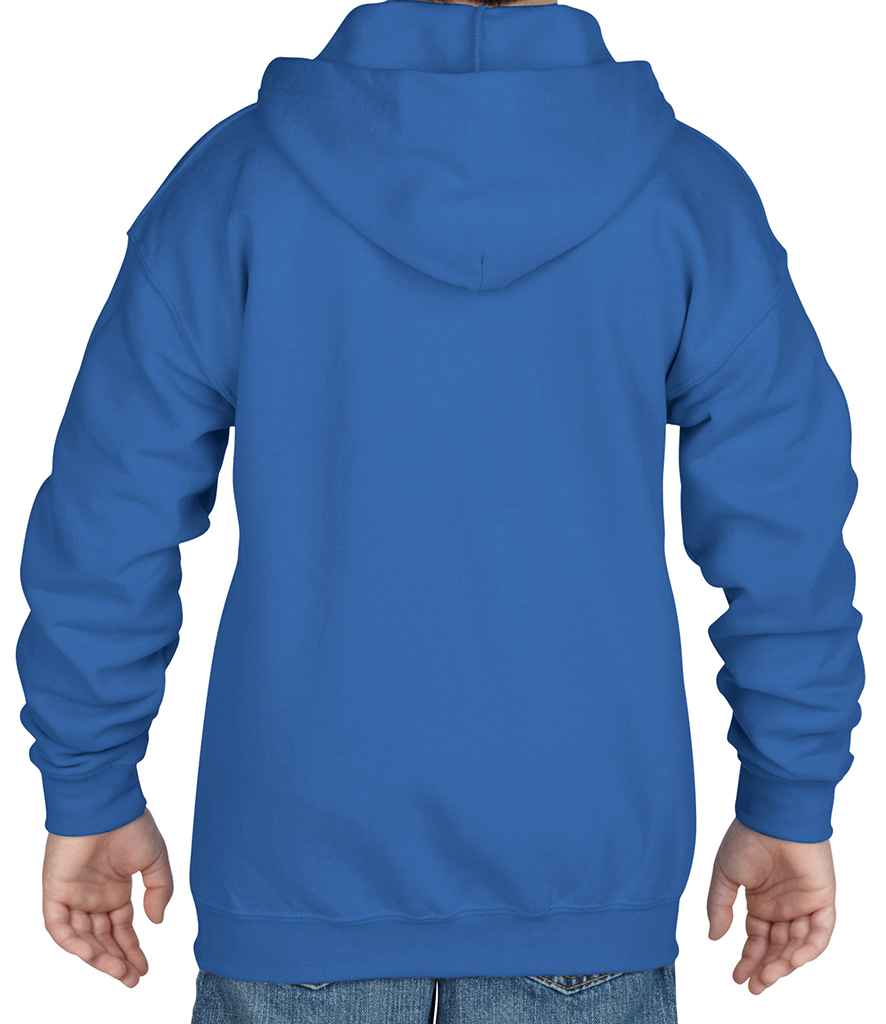 Gildan Kids Heavy Blend Zip Hooded Sweatshirt in by Gildan — Custom branded clothing by Print Press, featuring premium embroidery produced in our specialist print lab in the UK.