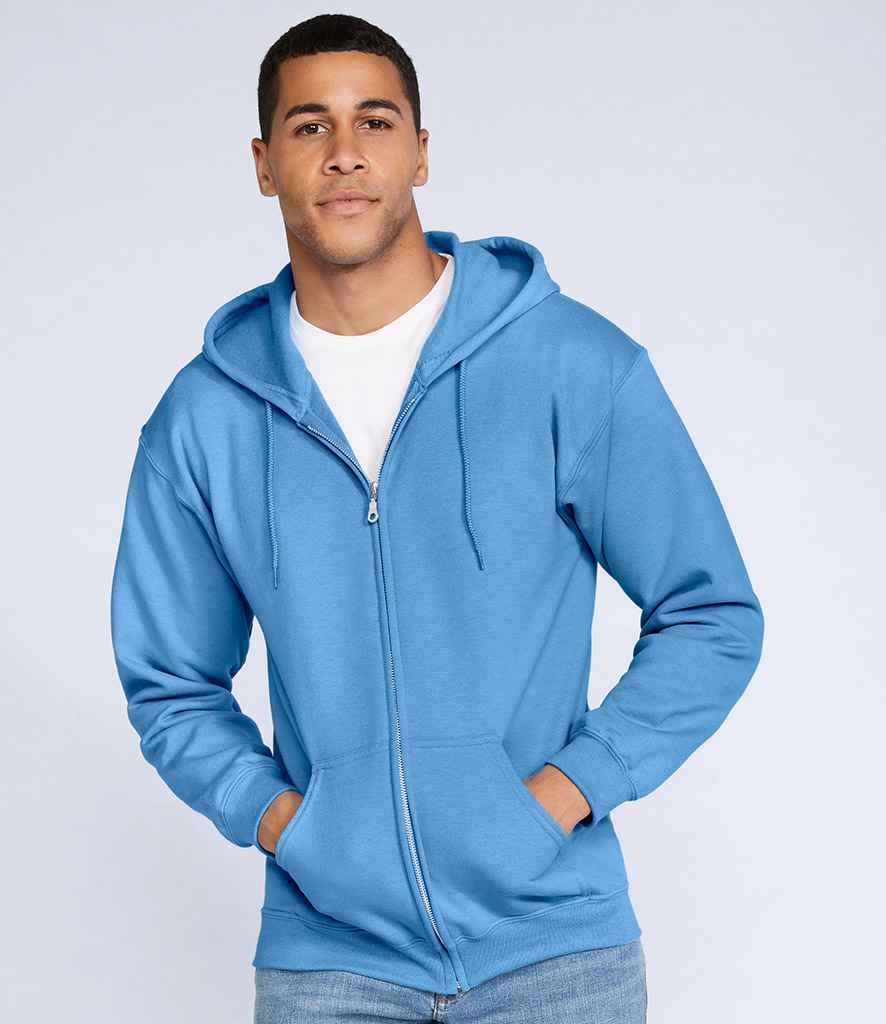 Gildan Heavy Blend Zip Hooded Sweatshirt in Carolina Blue by Gildan — Custom branded clothing by Print Press, featuring premium embroidery produced in our specialist print lab in the UK.