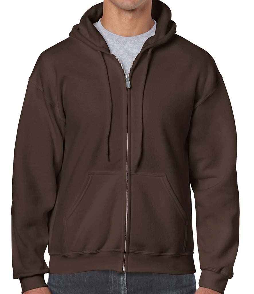 Gildan Heavy Blend Zip Hooded Sweatshirt in Dark Chocolate by Gildan — Custom branded clothing by Print Press, featuring premium embroidery produced in our specialist print lab in the UK.