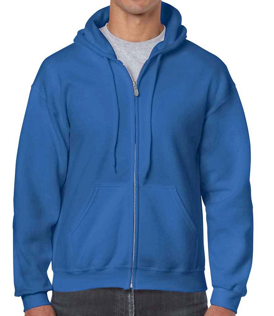Gildan Heavy Blend Zip Hooded Sweatshirt in by Gildan — Custom branded clothing by Print Press, featuring premium embroidery produced in our specialist print lab in the UK.