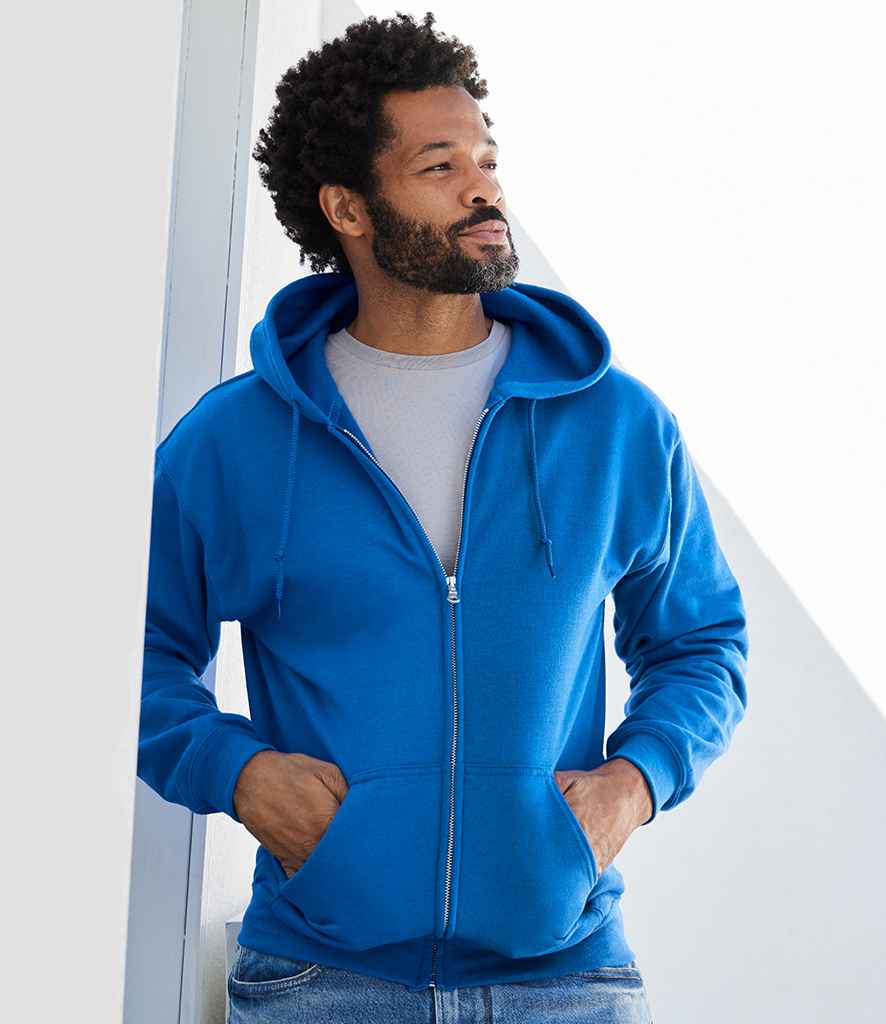 Gildan Heavy Blend Zip Hooded Sweatshirt in Royal Blue by Gildan — Custom branded clothing by Print Press, featuring premium embroidery produced in our specialist print lab in the UK.