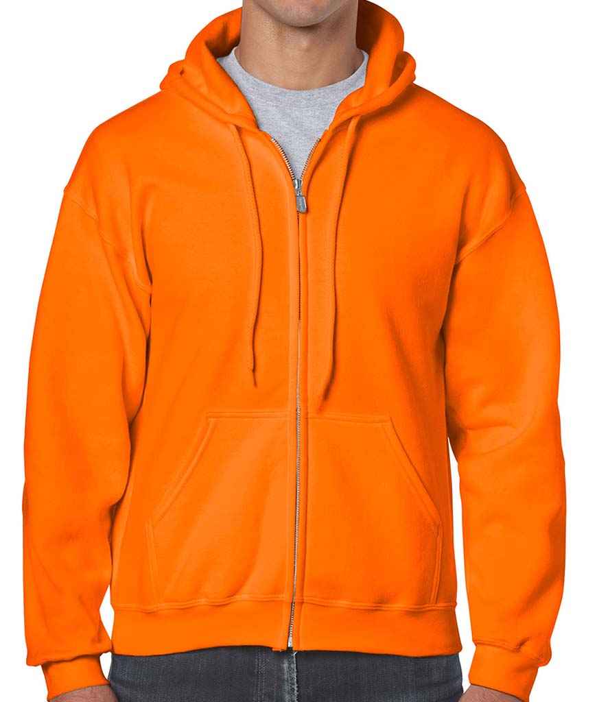 Gildan Heavy Blend Zip Hooded Sweatshirt in S Orange by Gildan — Custom branded clothing by Print Press, featuring premium embroidery produced in our specialist print lab in the UK.