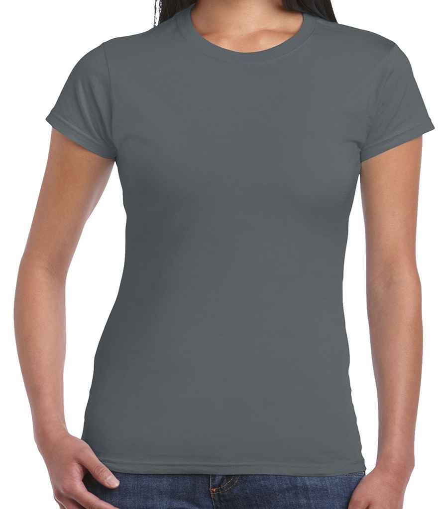 Gildan SoftStyle Ladies Fitted Ringspun T-Shirt in Charcoal by Gildan — Custom branded clothing by Print Press, featuring premium embroidery produced in our specialist print lab in the UK.