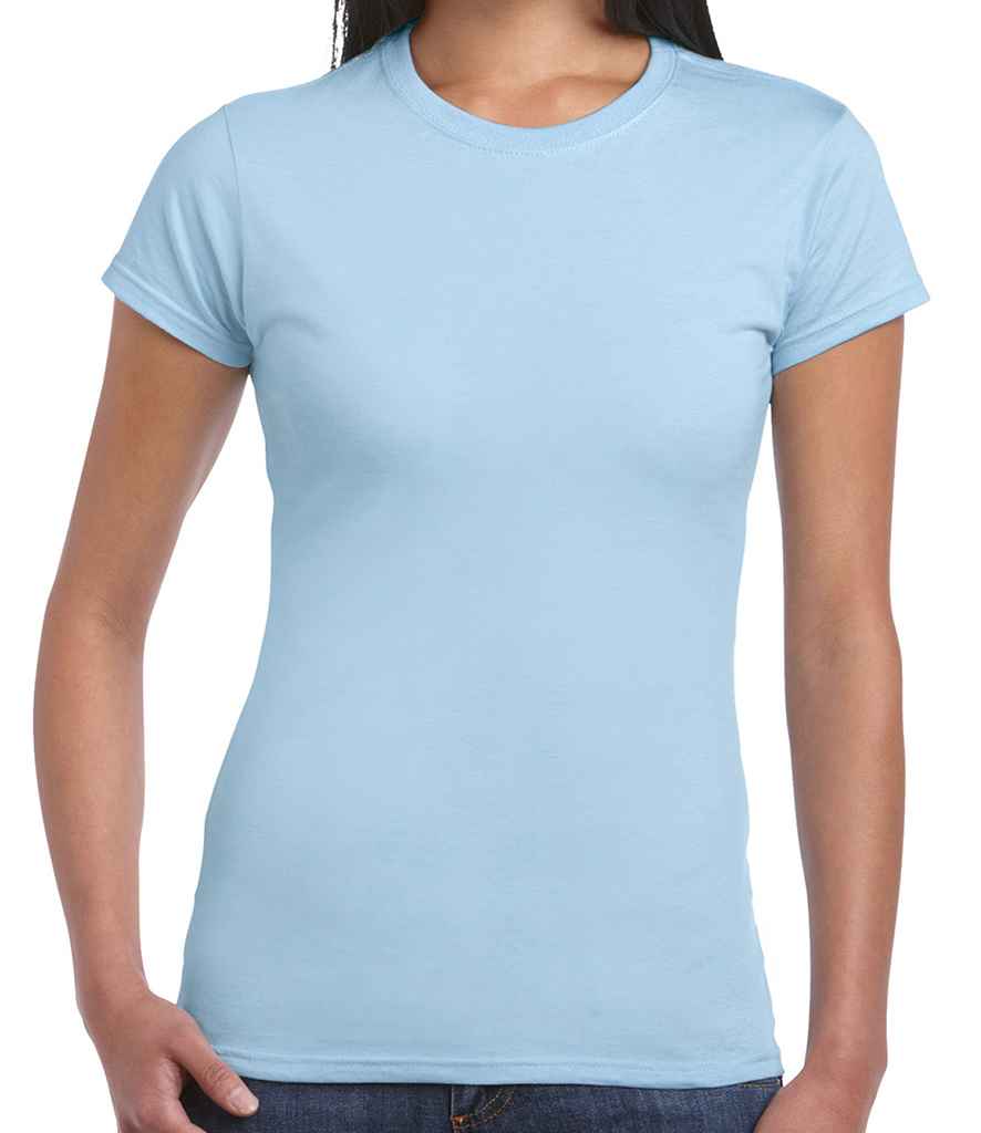 Gildan SoftStyle Ladies Fitted Ringspun T-Shirt in Light Blue by Gildan — Custom branded clothing by Print Press, featuring premium embroidery produced in our specialist print lab in the UK.