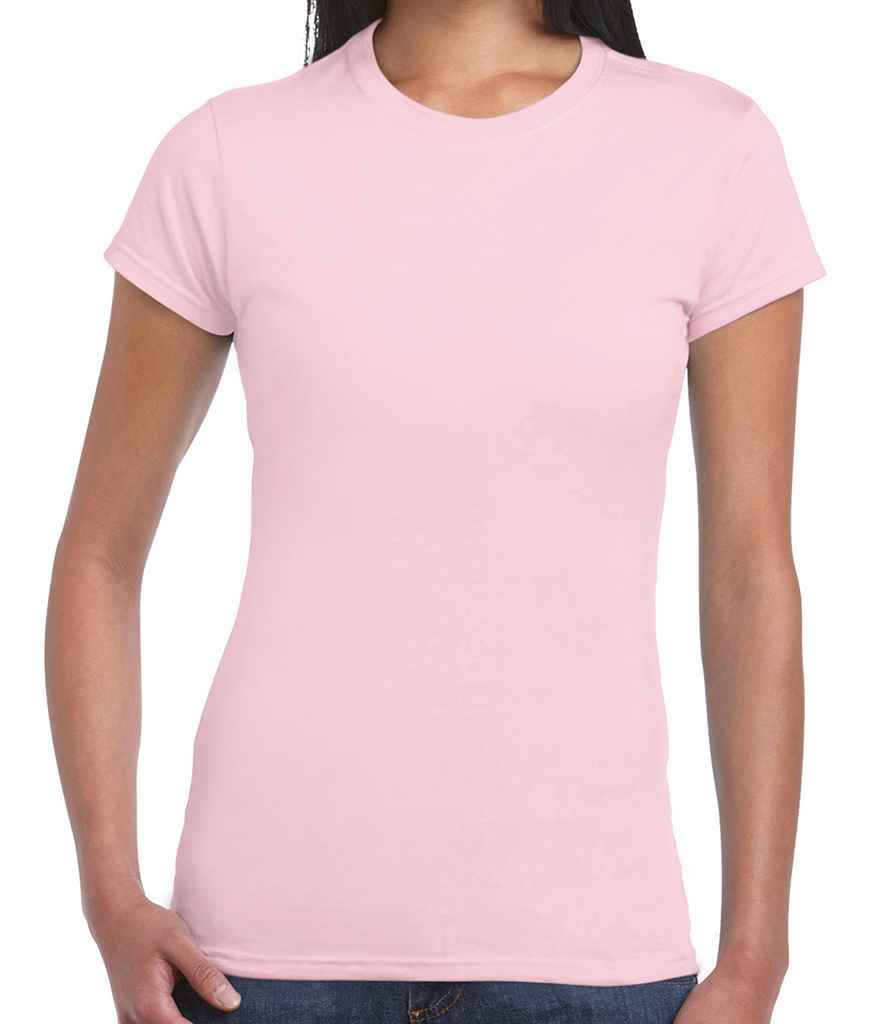 Gildan SoftStyle Ladies Fitted Ringspun T-Shirt in Light Pink by Gildan — Custom branded clothing by Print Press, featuring premium embroidery produced in our specialist print lab in the UK.