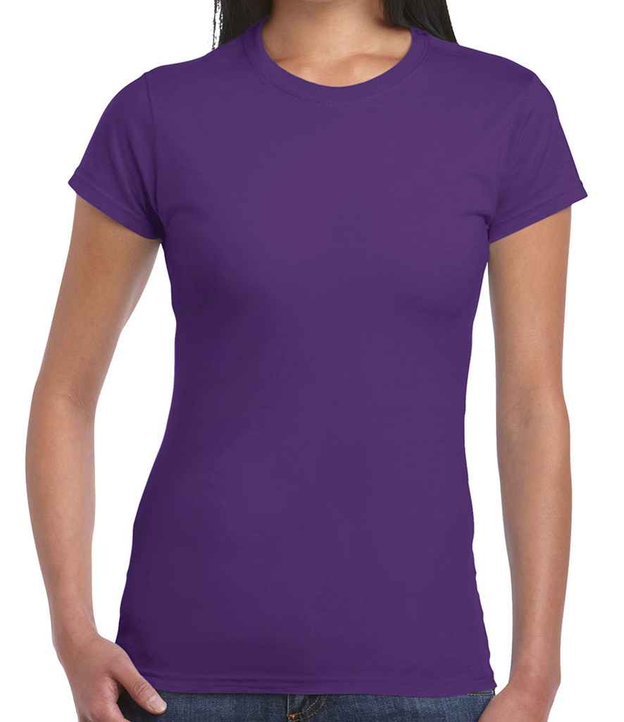 Gildan SoftStyle Ladies Fitted Ringspun T-Shirt in Purple by Gildan — Custom branded clothing by Print Press, featuring premium embroidery produced in our specialist print lab in the UK.