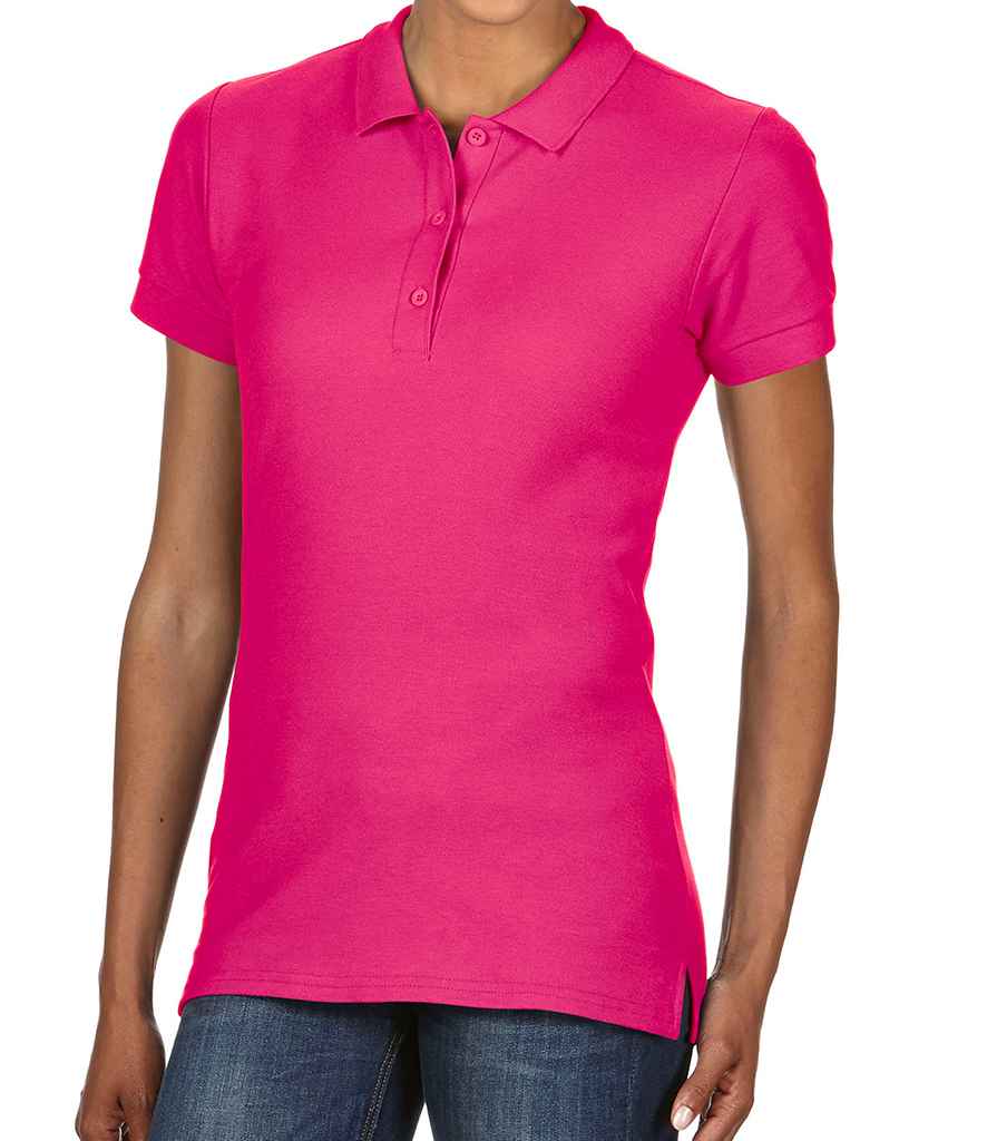 Gildan Ladies Premium Cotton Double Pique Polo Shirt in Heliconia by Gildan — Custom branded clothing by Print Press, featuring premium embroidery produced in our specialist print lab in the UK.