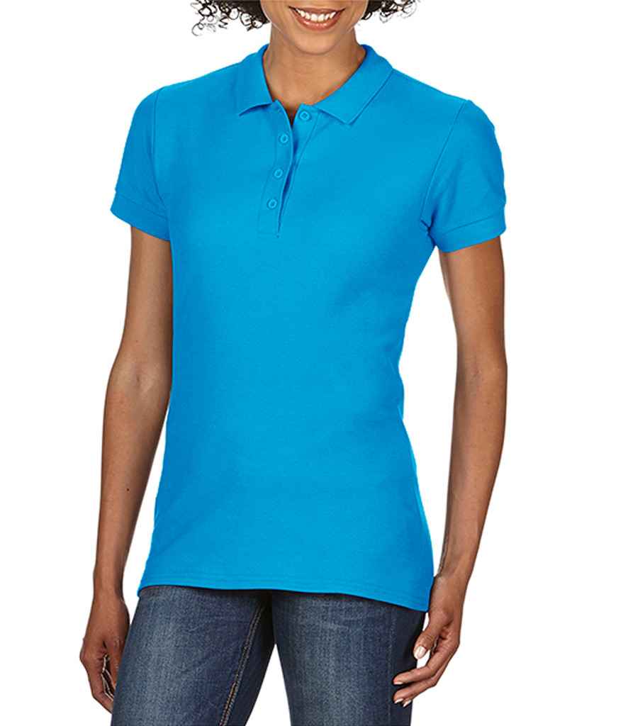 Gildan Ladies SoftStyle Double Pique Polo Shirt in Sapphire Blue by Gildan — Custom branded clothing by Print Press, featuring premium embroidery produced in our specialist print lab in the UK.