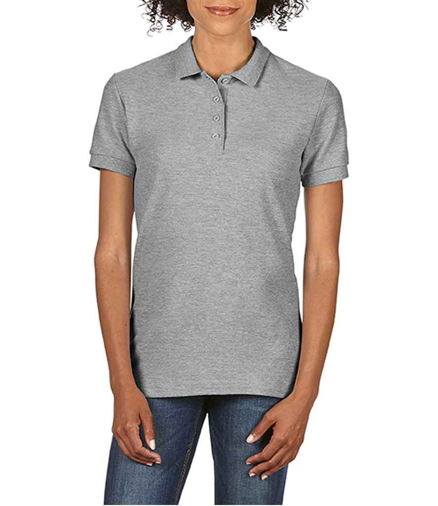 Gildan Ladies SoftStyle Double Pique Polo Shirt in Sport Grey by Gildan — Custom branded clothing by Print Press, featuring premium embroidery produced in our specialist print lab in the UK.