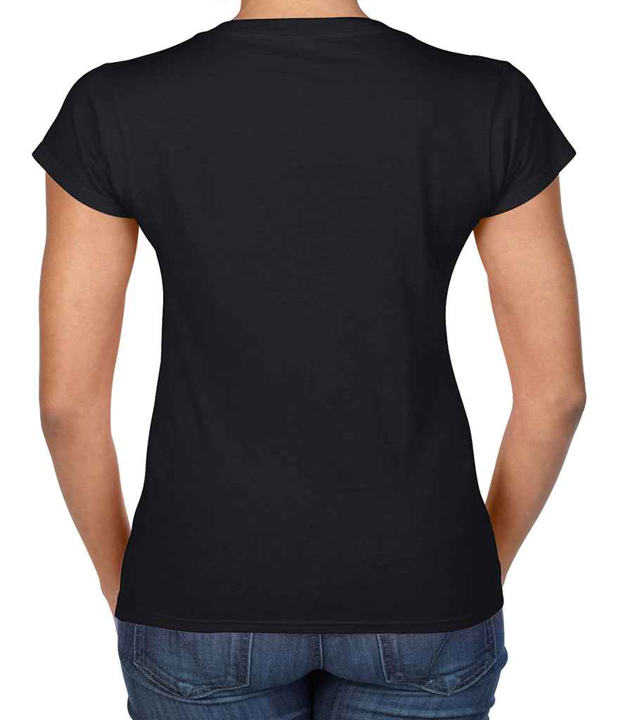 Gildan SoftStyle Ladies V Neck T-Shirt in by Gildan — Custom branded clothing by Print Press, featuring premium embroidery produced in our specialist print lab in the UK.