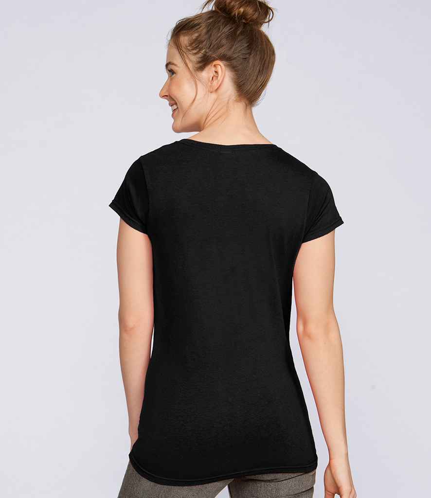 Gildan SoftStyle Ladies V Neck T-Shirt in by Gildan — Custom branded clothing by Print Press, featuring premium embroidery produced in our specialist print lab in the UK.