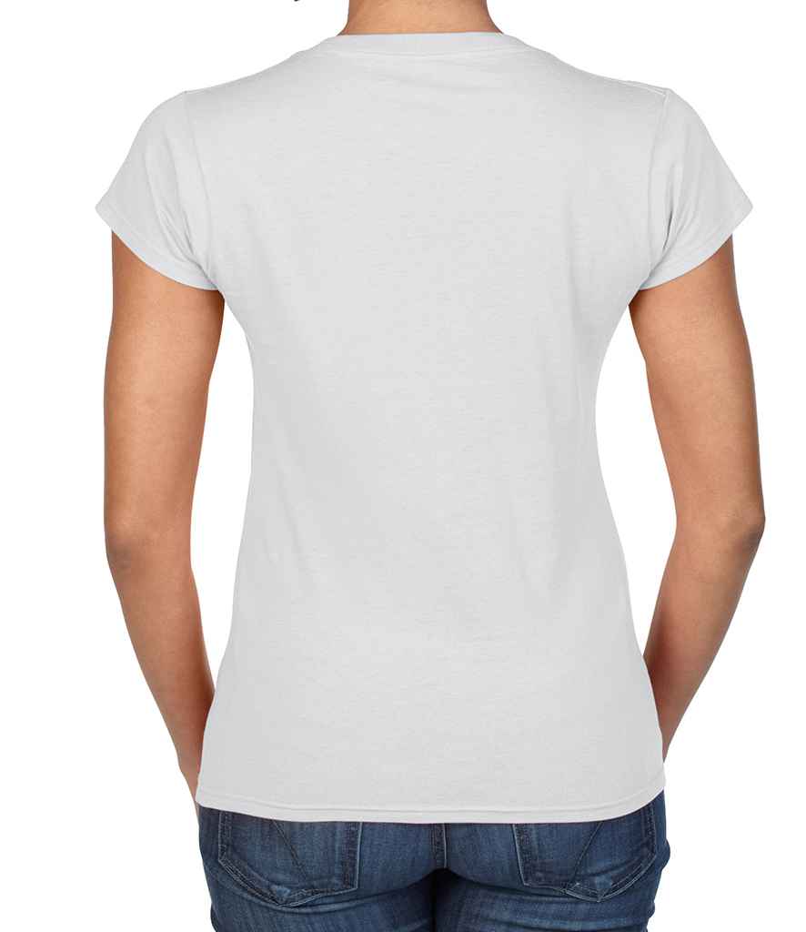 Gildan SoftStyle Ladies V Neck T-Shirt in by Gildan — Custom branded clothing by Print Press, featuring premium embroidery produced in our specialist print lab in the UK.