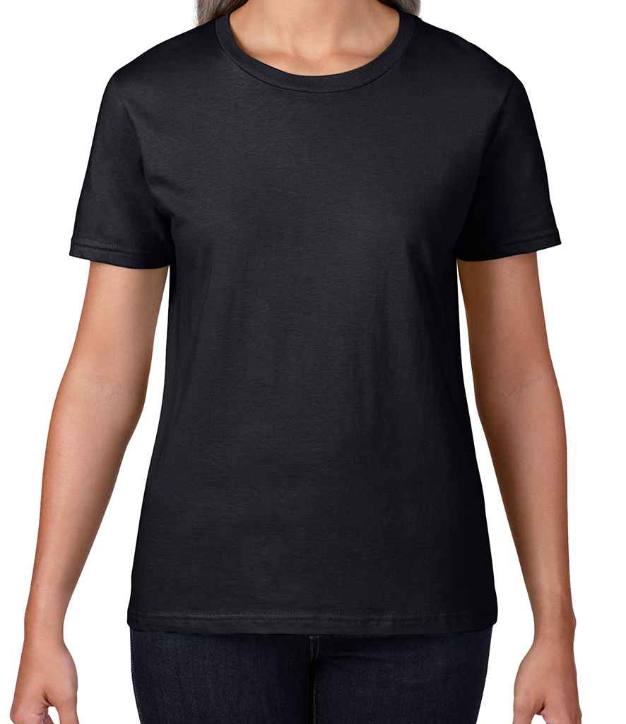 Gildan Ladies Premium Cotton T-Shirt in Black by Gildan — Custom branded clothing by Print Press, featuring premium embroidery produced in our specialist print lab in the UK.