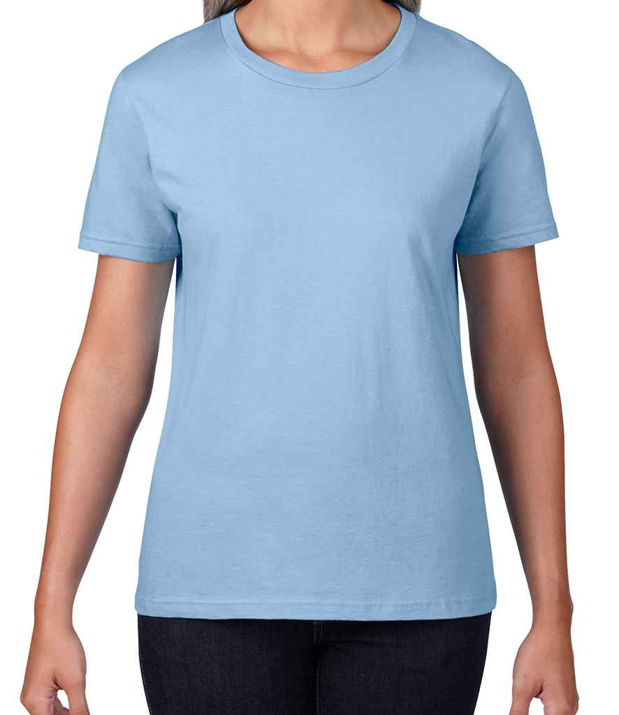 Gildan Ladies Premium Cotton T-Shirt in Light Blue by Gildan — Custom branded clothing by Print Press, featuring premium embroidery produced in our specialist print lab in the UK.