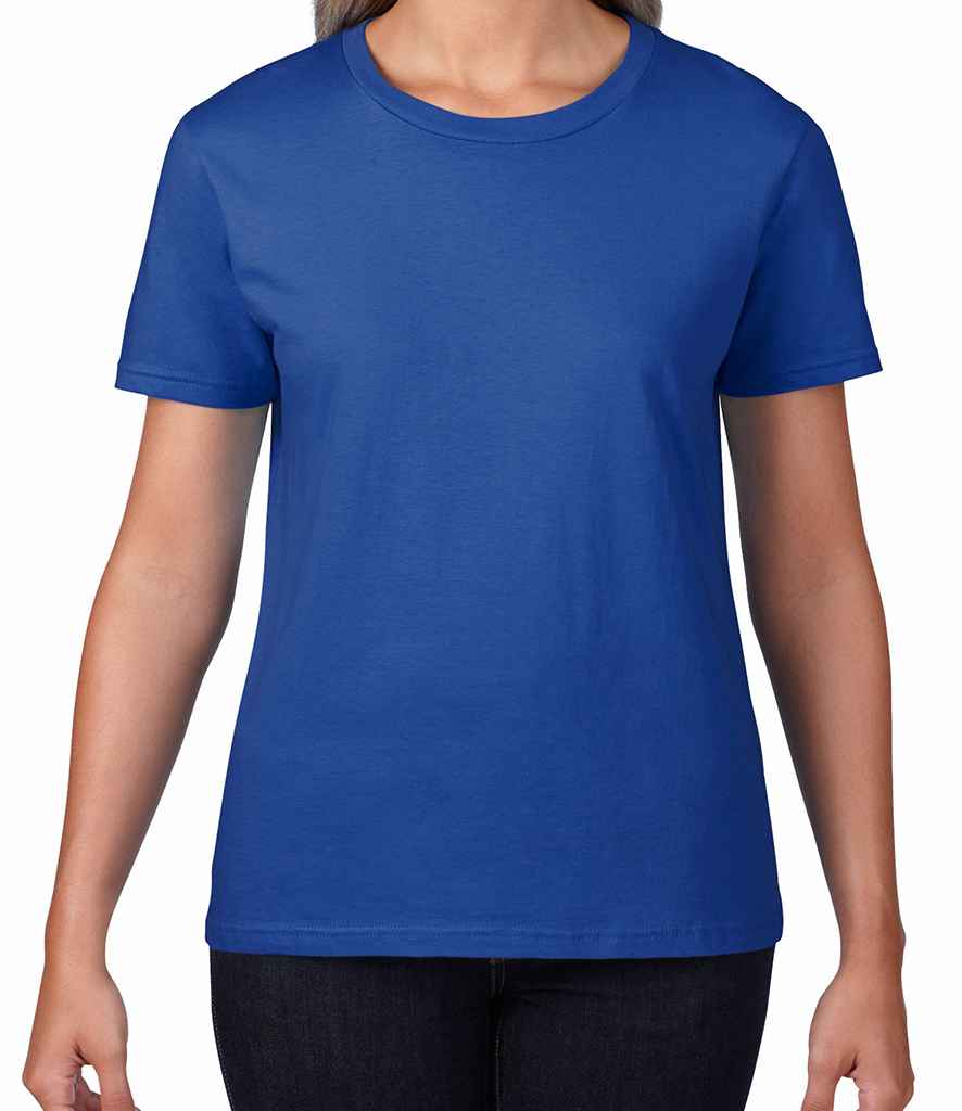 Gildan Ladies Premium Cotton T-Shirt in Royal Blue by Gildan — Custom branded clothing by Print Press, featuring premium embroidery produced in our specialist print lab in the UK.