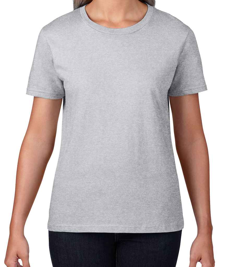 Gildan Ladies Premium Cotton T-Shirt in Sport Grey by Gildan — Custom branded clothing by Print Press, featuring premium embroidery produced in our specialist print lab in the UK.