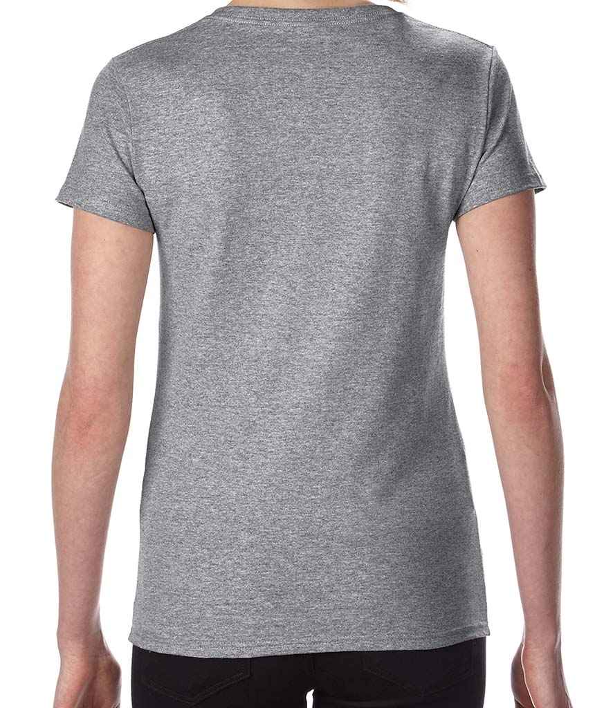 Gildan Ladies Premium Cotton V Neck T-Shirt in by Gildan — Custom branded clothing by Print Press, featuring premium embroidery produced in our specialist print lab in the UK.