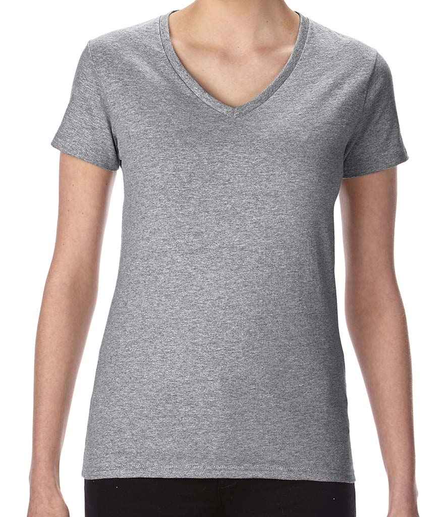 Gildan Ladies Premium Cotton V Neck T-Shirt in by Gildan — Custom branded clothing by Print Press, featuring premium embroidery produced in our specialist print lab in the UK.