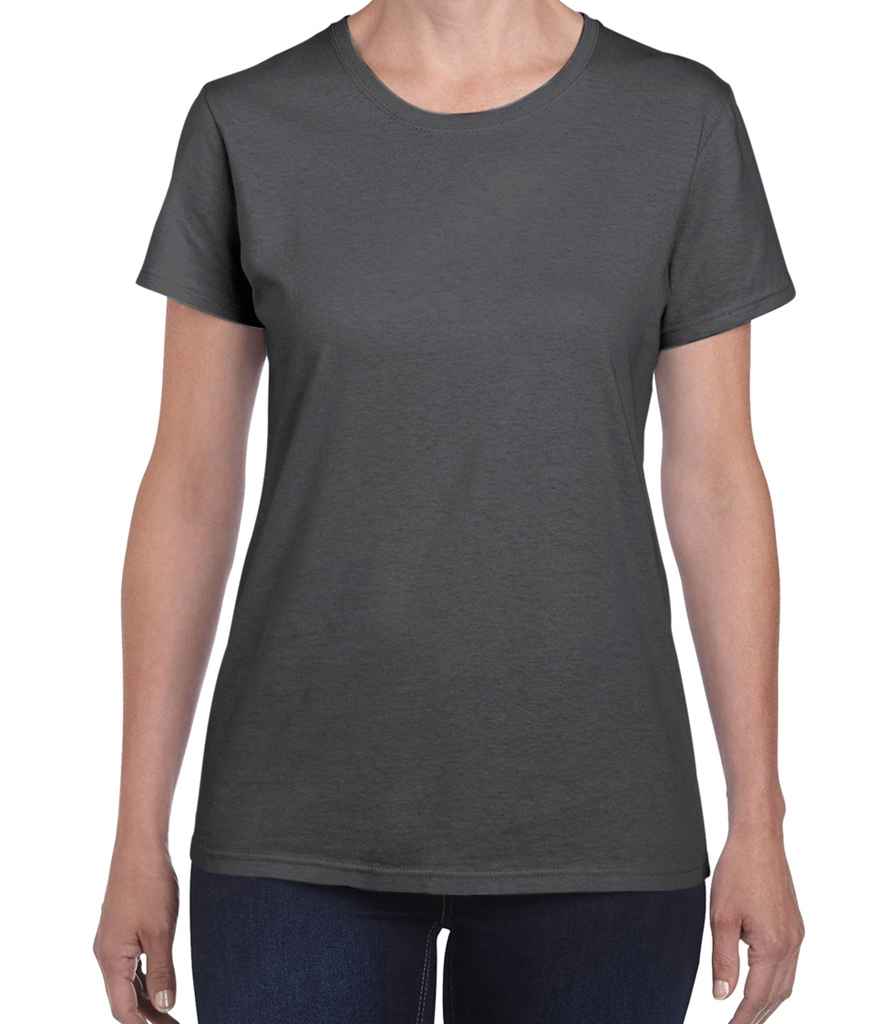 Gildan Ladies Heavy Cotton T-Shirt in Dark Heather by Gildan — Custom branded clothing by Print Press, featuring premium embroidery produced in our specialist print lab in the UK.