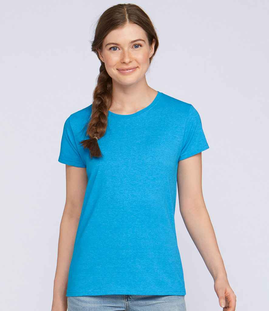 Gildan Ladies Heavy Cotton T-Shirt in Heather Sapphire by Gildan — Custom branded clothing by Print Press, featuring premium embroidery produced in our specialist print lab in the UK.