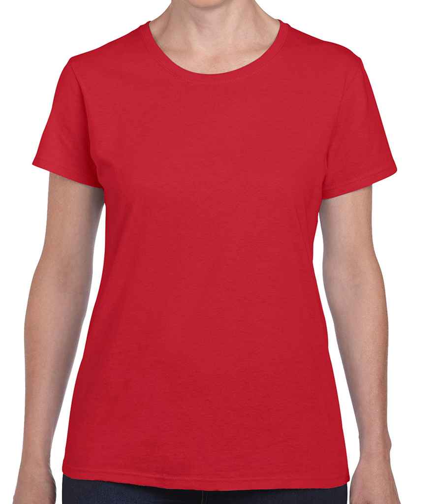 Gildan Ladies Heavy Cotton T-Shirt in Red by Gildan — Custom branded clothing by Print Press, featuring premium embroidery produced in our specialist print lab in the UK.