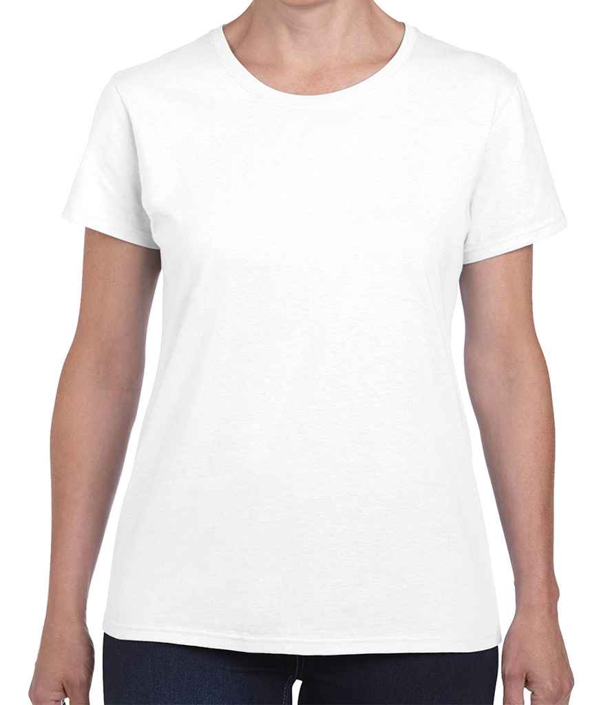 Gildan Ladies Heavy Cotton T-Shirt in White by Gildan — Custom branded clothing by Print Press, featuring premium embroidery produced in our specialist print lab in the UK.