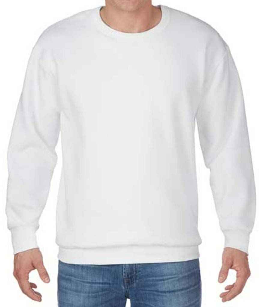 Gildan Hammer Sweatshirt in White by Gildan — Custom branded clothing by Print Press, featuring premium embroidery produced in our specialist print lab in the UK.