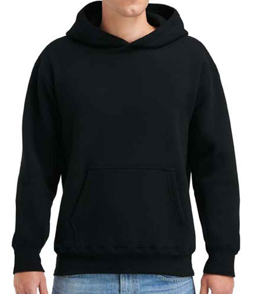 Gildan Hammer Hooded Sweatshirt in Black by Gildan — Custom branded clothing by Print Press, featuring premium embroidery produced in our specialist print lab in the UK.