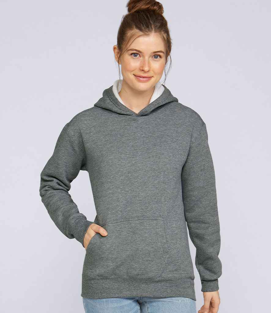 Gildan Hammer Hooded Sweatshirt in Graphite Heather by Gildan — Custom branded clothing by Print Press, featuring premium embroidery produced in our specialist print lab in the UK.