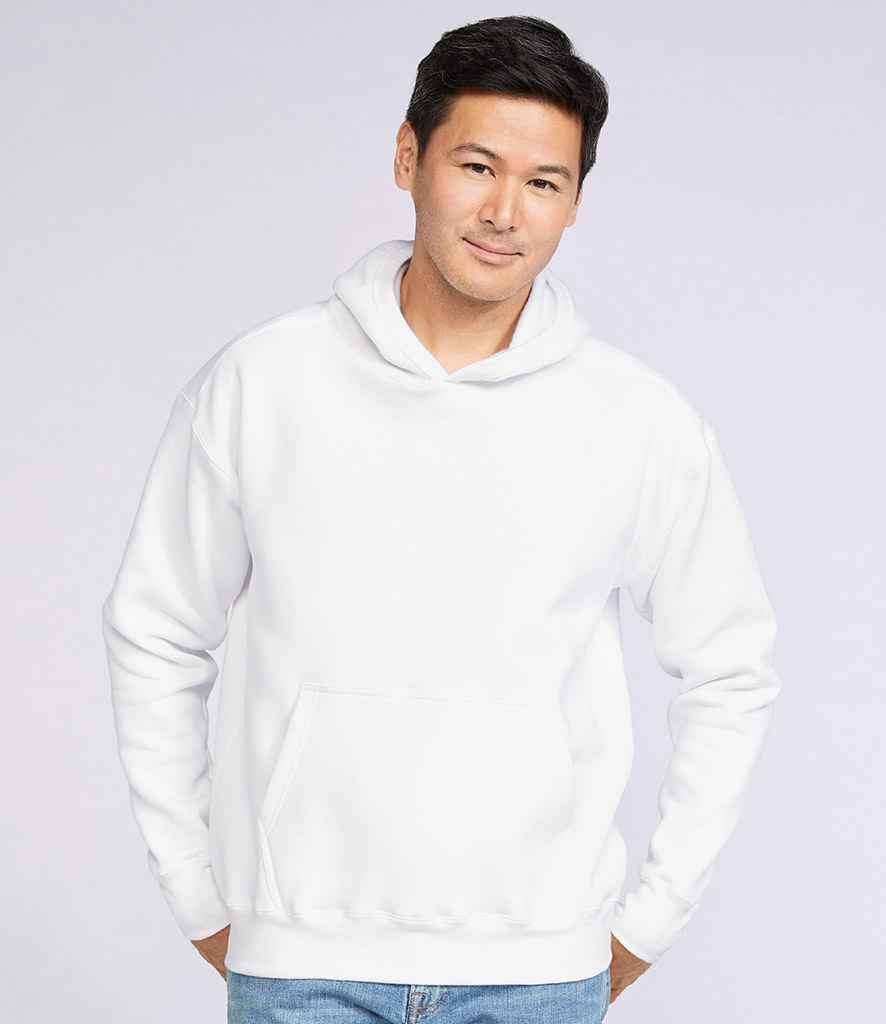 Gildan Hammer Hooded Sweatshirt in White by Gildan — Custom branded clothing by Print Press, featuring premium embroidery produced in our specialist print lab in the UK.