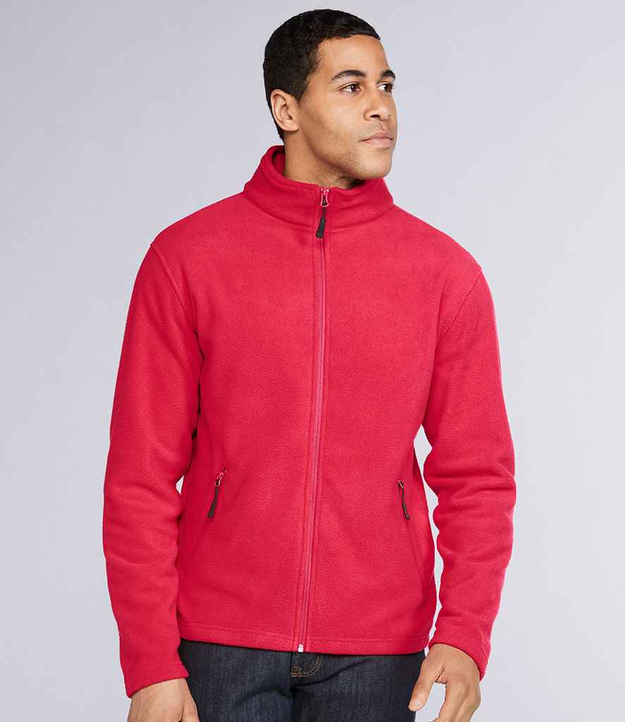 Gildan Hammer Micro Fleece Jacket in Red by Gildan — Custom branded clothing by Print Press, featuring premium embroidery produced in our specialist print lab in the UK.