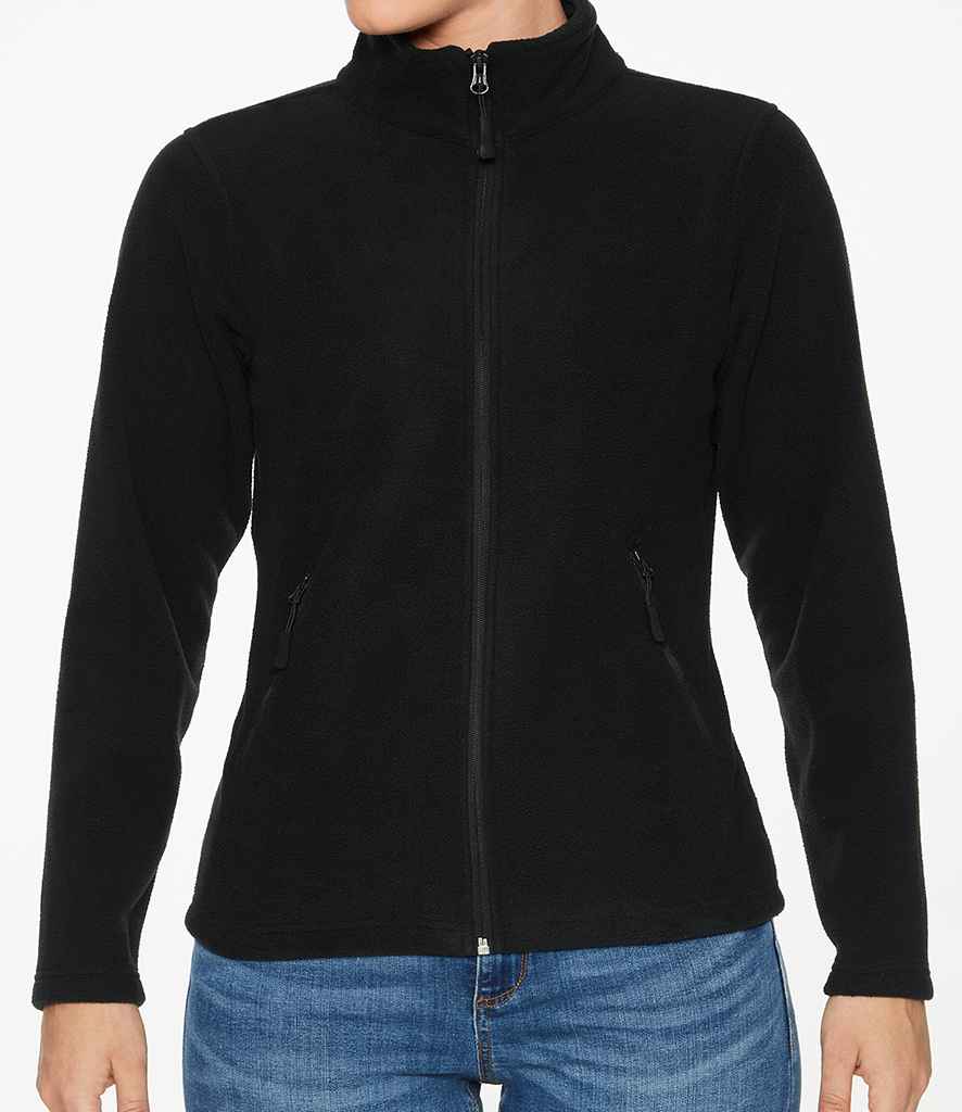 Gildan Hammer Ladies Micro Fleece Jacket in Black by Gildan — Custom branded clothing by Print Press, featuring premium embroidery produced in our specialist print lab in the UK.