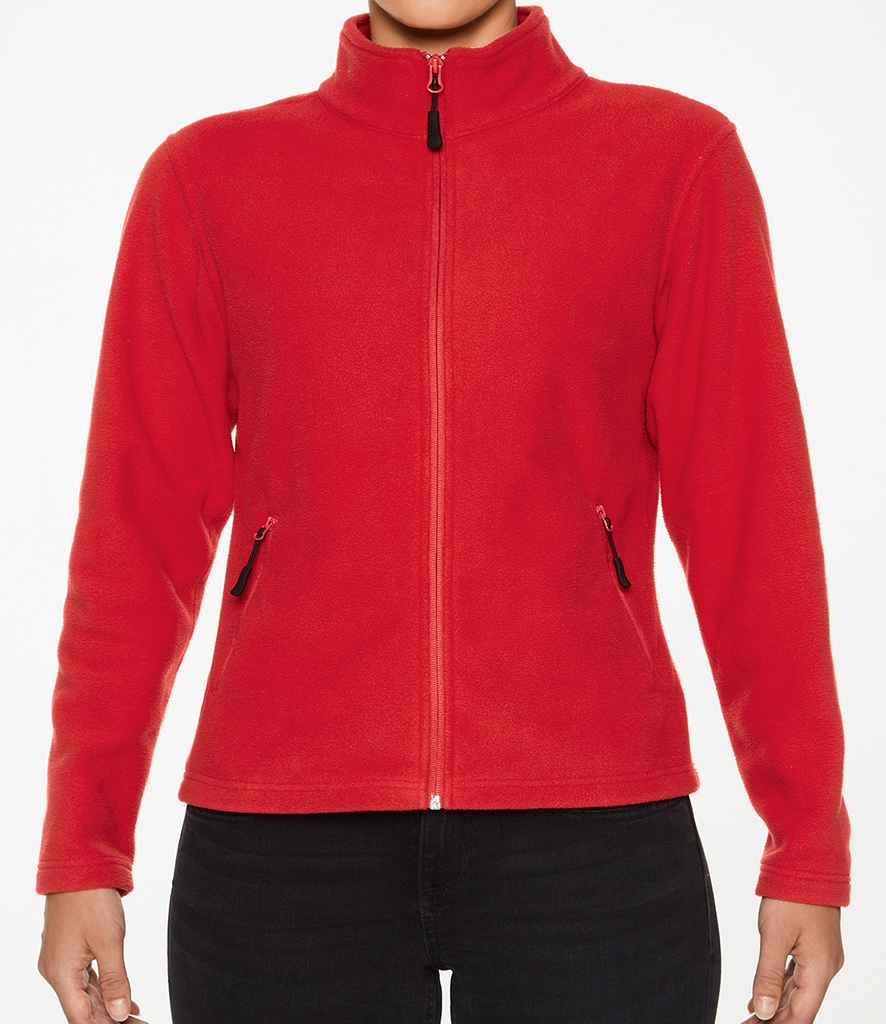 Gildan Hammer Ladies Micro Fleece Jacket in Red by Gildan — Custom branded clothing by Print Press, featuring premium embroidery produced in our specialist print lab in the UK.