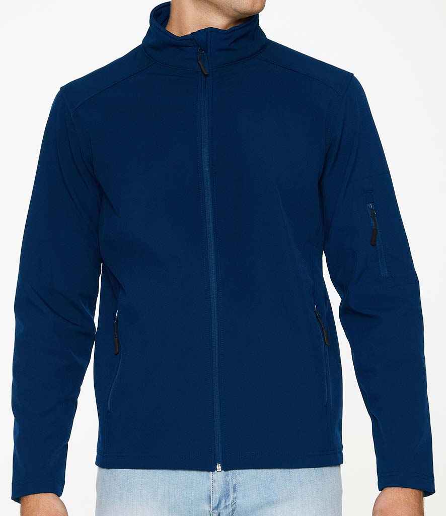 Gildan Hammer Soft Shell Jacket in Navy by Gildan — Custom branded clothing by Print Press, featuring premium embroidery produced in our specialist print lab in the UK.