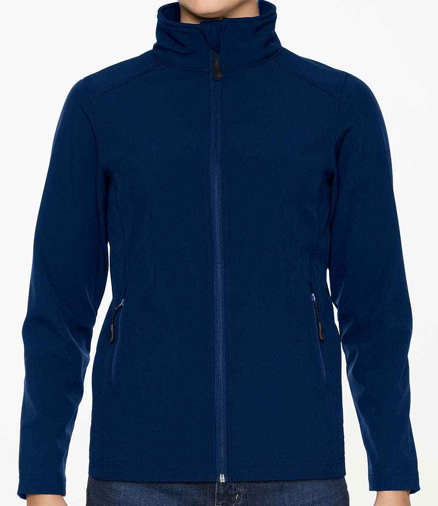 Gildan Hammer Ladies Soft Shell Jacket in Navy by Gildan — Custom branded clothing by Print Press, featuring premium embroidery produced in our specialist print lab in the UK.