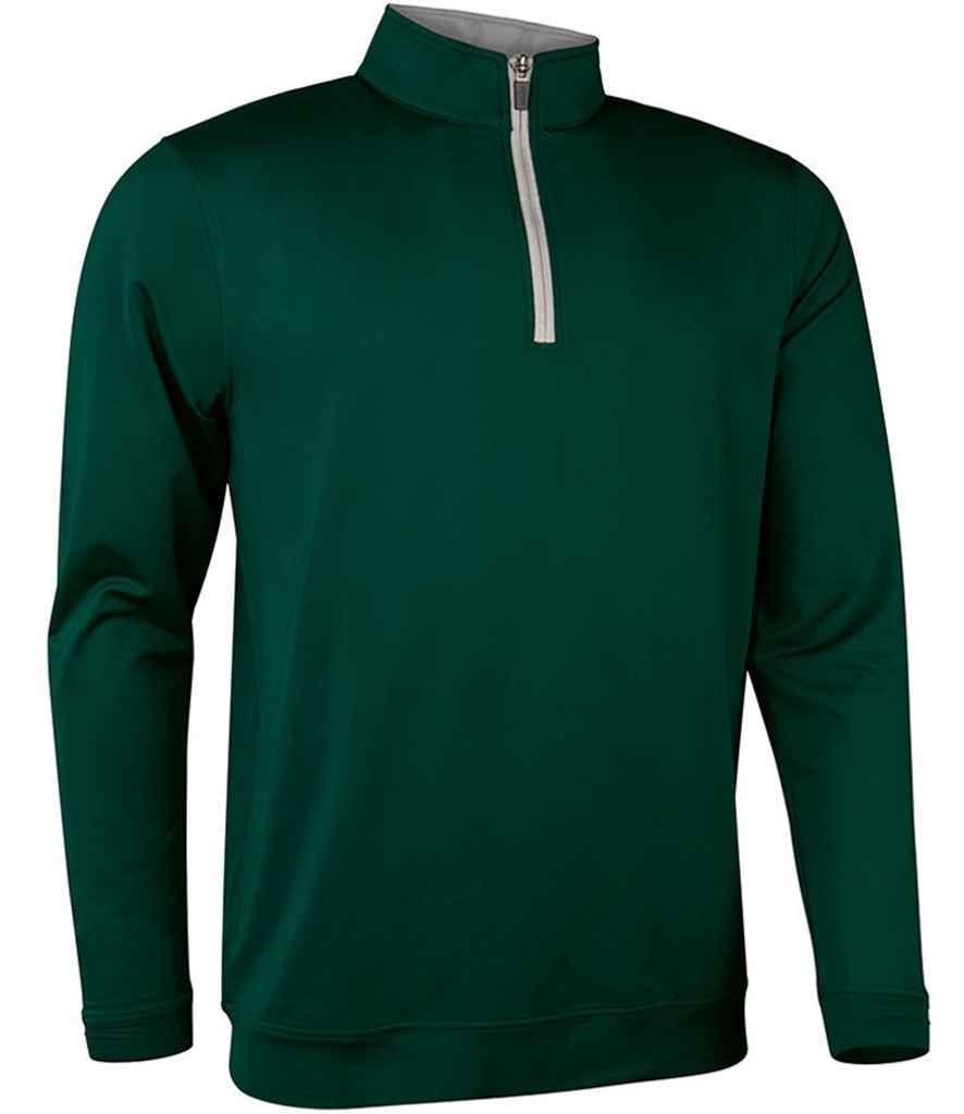 Glenmuir Zip Neck Midlayer in Bottle Green Light Grey by Glenmuir — Custom branded clothing by Print Press, featuring premium embroidery produced in our specialist print lab in the UK.