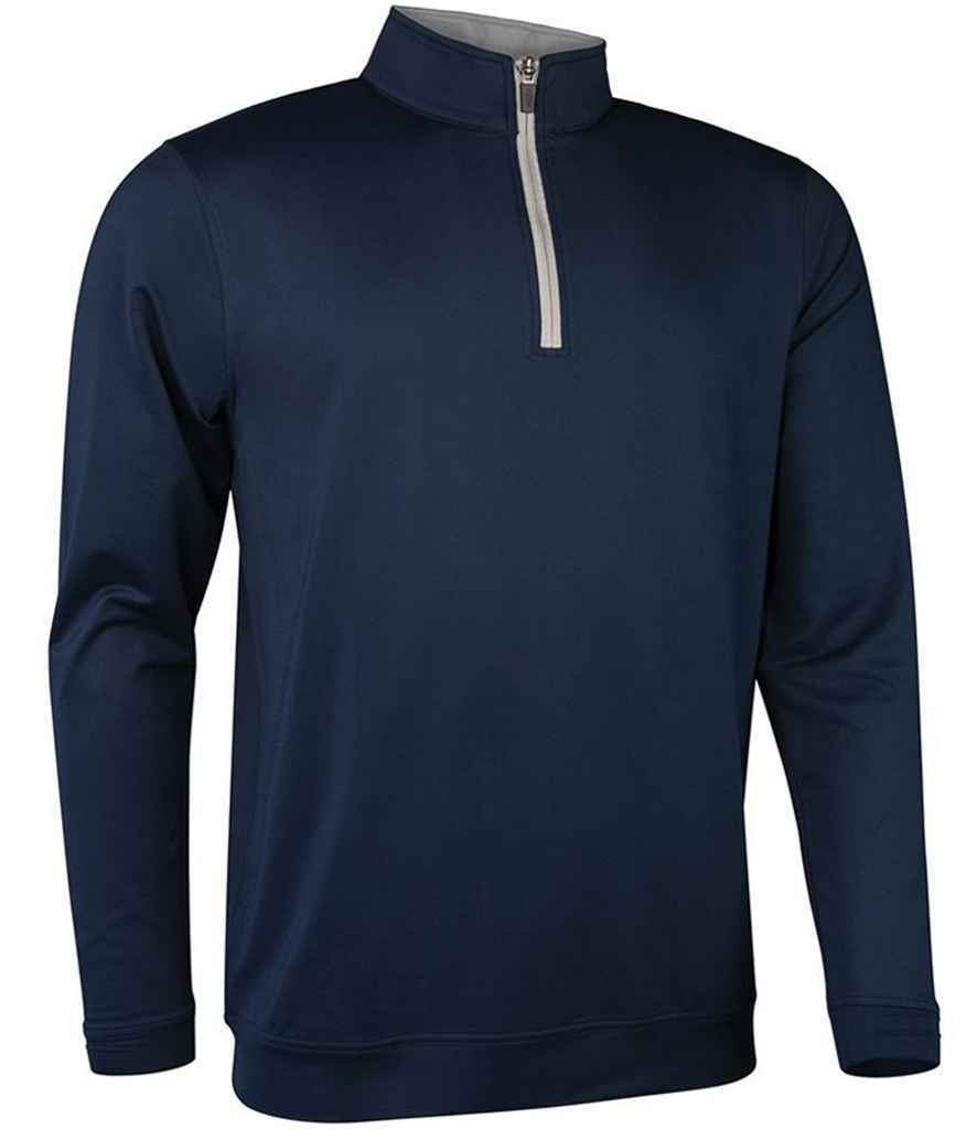 Glenmuir Zip Neck Midlayer in Navy Light Grey by Glenmuir — Custom branded clothing by Print Press, featuring premium embroidery produced in our specialist print lab in the UK.