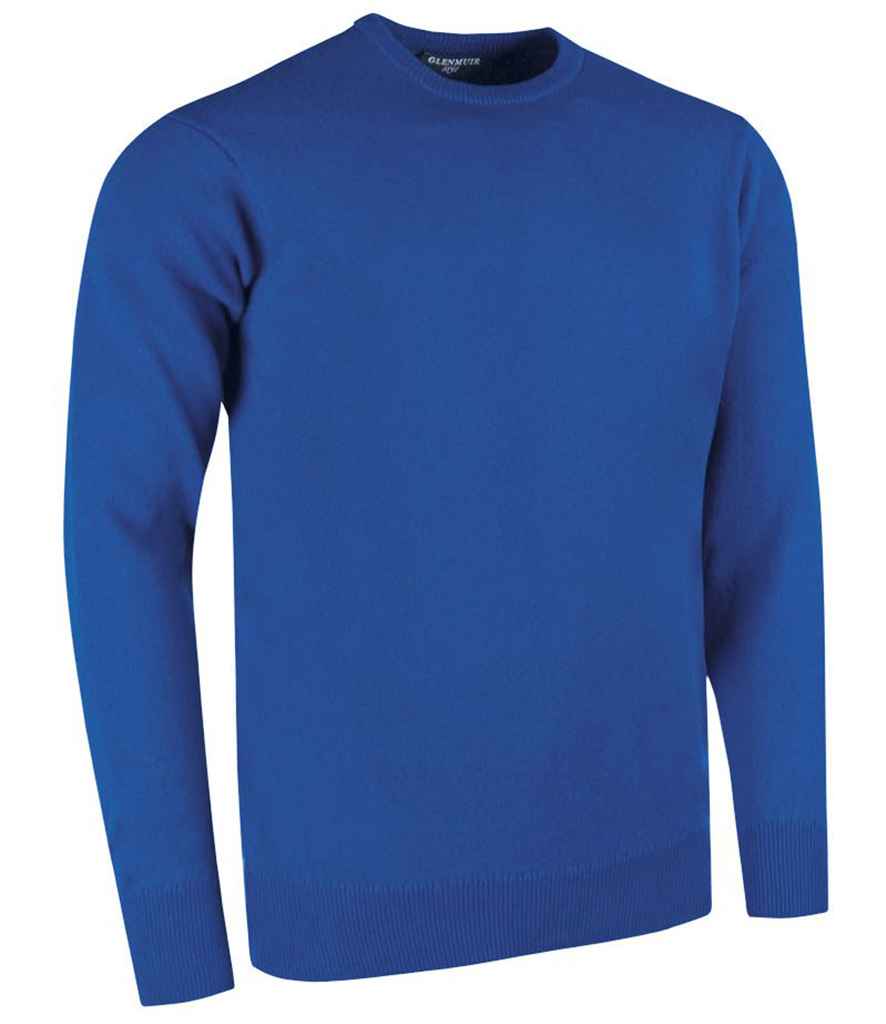 Glenmuir Crew Neck Lambswool Sweater in Ascot Blue by Glenmuir — Custom branded clothing by Print Press, featuring premium embroidery produced in our specialist print lab in the UK.