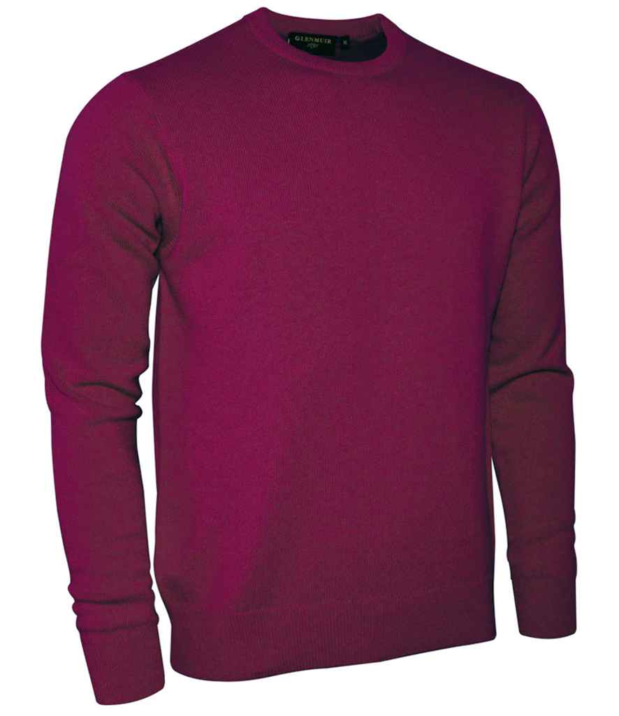 Glenmuir Crew Neck Lambswool Sweater in Bordeaux by Glenmuir — Custom branded clothing by Print Press, featuring premium embroidery produced in our specialist print lab in the UK.